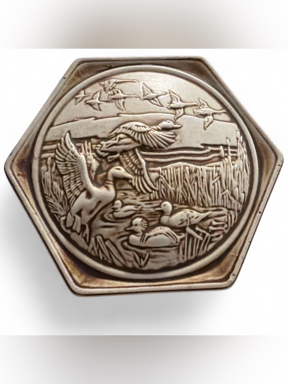 Vintage 1980 Avon Flying Mallards Ceramic Box Cabin Decor Wildlife Hunter's Dish